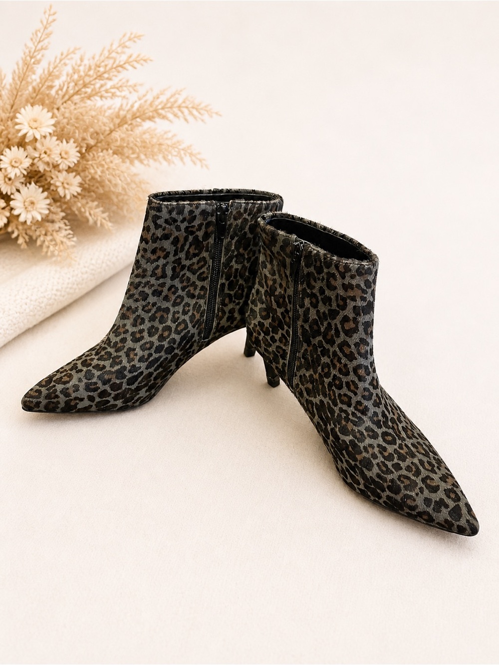 Preston & York Leopard Ankle Boots Kitten Heel Size 7.5